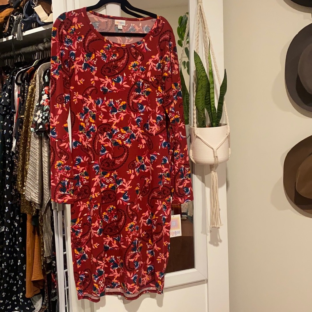 Lularoe Debbie magenta floral dress